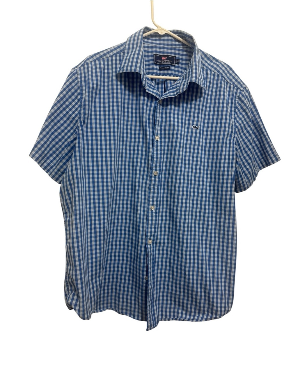 Vineyard Vines Blue and White Gingham Short-Sleeve Button-Down Shirt